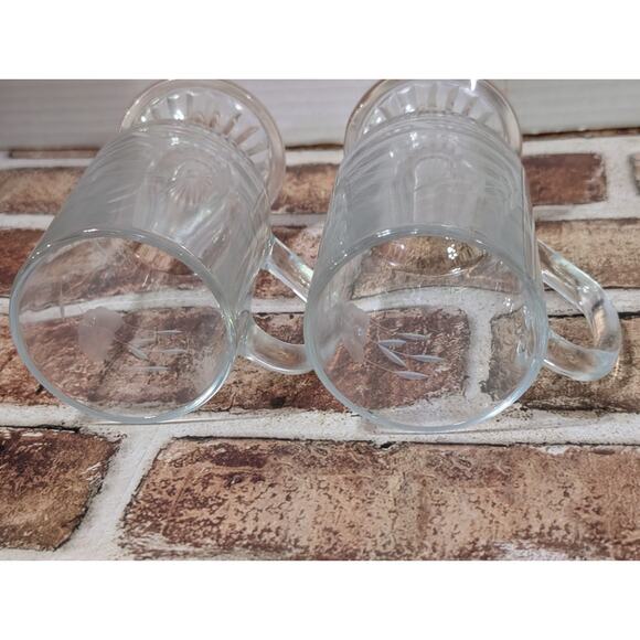Vintage Princess House Heritage Irish Coffee Mugs Footed Etched Glass Set Of 2 - Picture 5 of 6